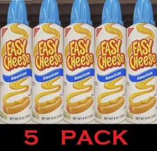 NABISCO Easy Cheese AMERICAN Flavor Pasteurized Cheese Squeeze Can 8 oz - 5 CANS