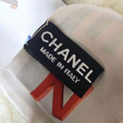 CHANEL Scarf Black White Silk Logo Women France 114051 | eBay