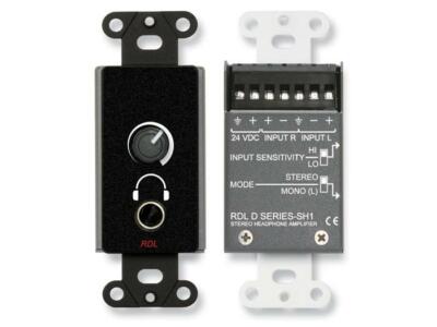 RDL DB-SH1 Stereo Headphone Amplifier/Decora Panel with User Level Control/Black