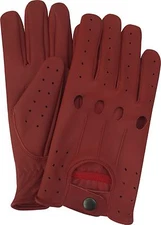 MEN'S LEATHER UNLINED FASHION LAMBSKIN DRIVING RED GLOVES 