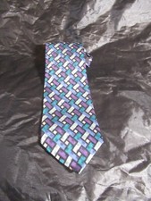 Ziggurat by Mulberry SILK Tie purple teal green black 57 x 3.75 Necktie