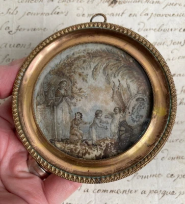 Miniature Peinte L'Amour lui fait braver tous les dangers XVIIIè Post Révolution - Photo 1/4