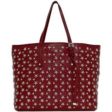 Borsa tote Jimmy Choo ec-22980 stella rossa borchiata pelle usata tracolla JIMMY CHOO