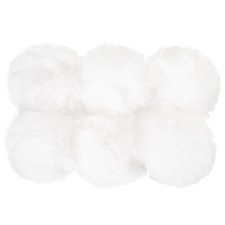 6Pcs Faux Fur Pom Poms for Hats, Fluffy Soft Fur Poms Balls, White