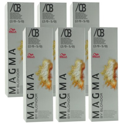 Wella Magma 6 x 120 g /03+ natur-gold dunkel aufhellende Strähnen-Haarfarbe Set