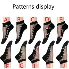 5 Pair Lady Sheer Lace Floral Ankle Socks Ultra Thin Breathable Anti-slip Summer