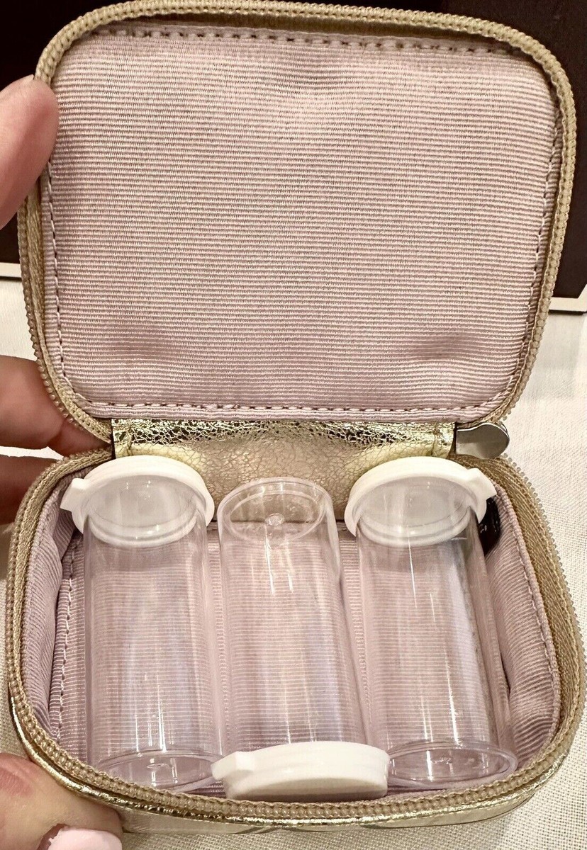 Coach Tartan Purple Gold Plaid Pill Box Travel Case w/3 Clear