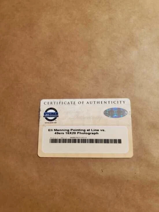 ELI MANNING NEW YORK GIANTS SIGNED FRAMED 16X20 PHOTO - STEINER COA - Image 4 of 4