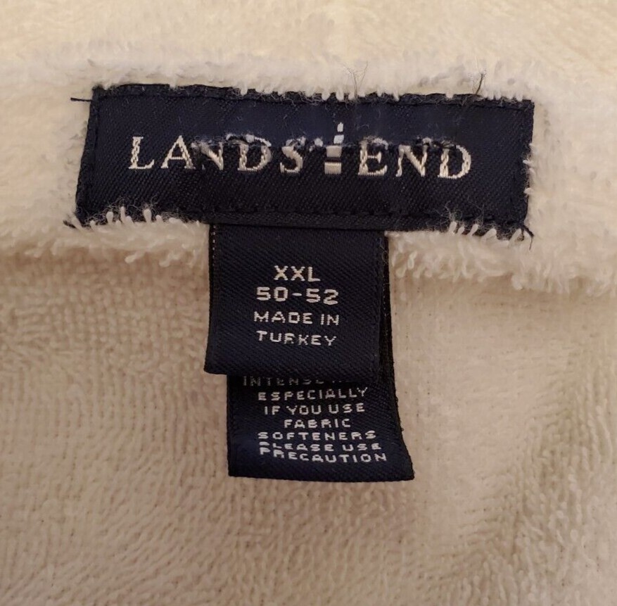 Lands' End 100 Cotton Terry Cloth Bathrobe White XXL 5052 Turkish Spa