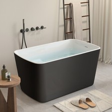 49" Freestanding Bathtub with Integrated Seat, Acrylic Stand Alone Soaking Tub