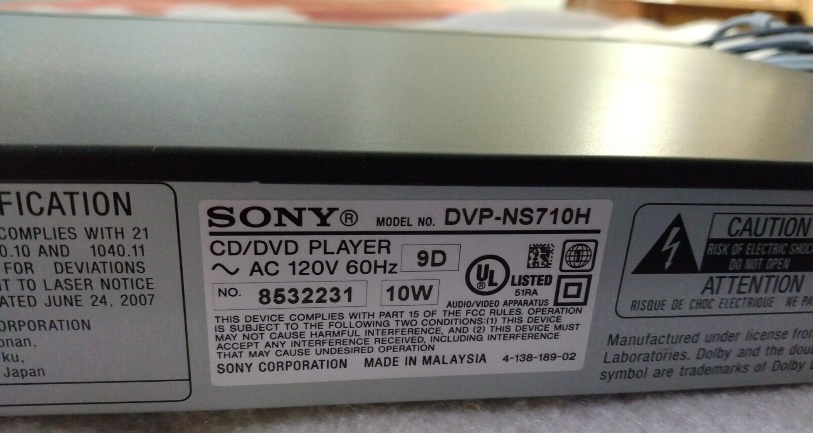 Sony DVPNS710H HDMI CD/DVD Player W/Remote AND CABLES WORKS eBay
