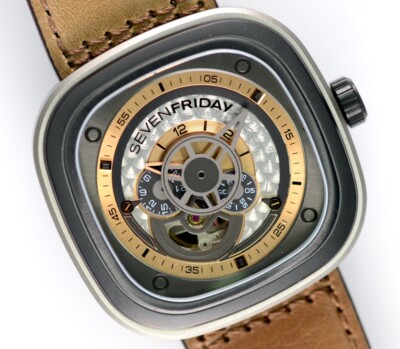 Sevenfriday Uhr SF-P2 Industrial Automatik Edelstahl Leder 48mm Herren Neu B+P
