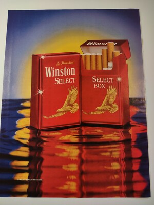 Winston Select Tobaccos Smoking Cigarettes Double Page Vintage 1990s Print  Ad