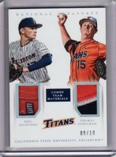 2015 National Treasures Multi Sport Fullerton Patch Dual Bickford Eshelman 9/10