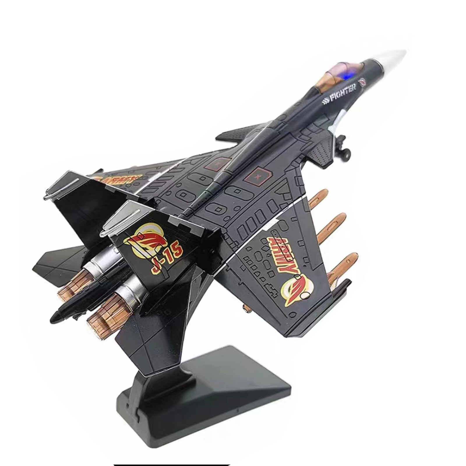 1/100 Sound& Light Pull Back Military Metal Aircraft Model Collection With Stand