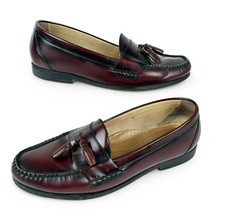 Bass Men's Harrison Tassel Loafers 12D Leather Burgundy Slip On Dress Shoes