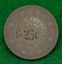FOXY'S FIREHOUSE CASINO LAS VEGAS NEVADA $.25 FRACTIONAL POKER CHIP 1980'S