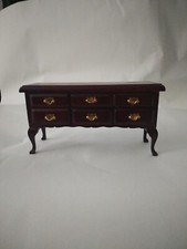Vintage casa delle bambole miniature legno Chippendale credenza buffet tavolino comò