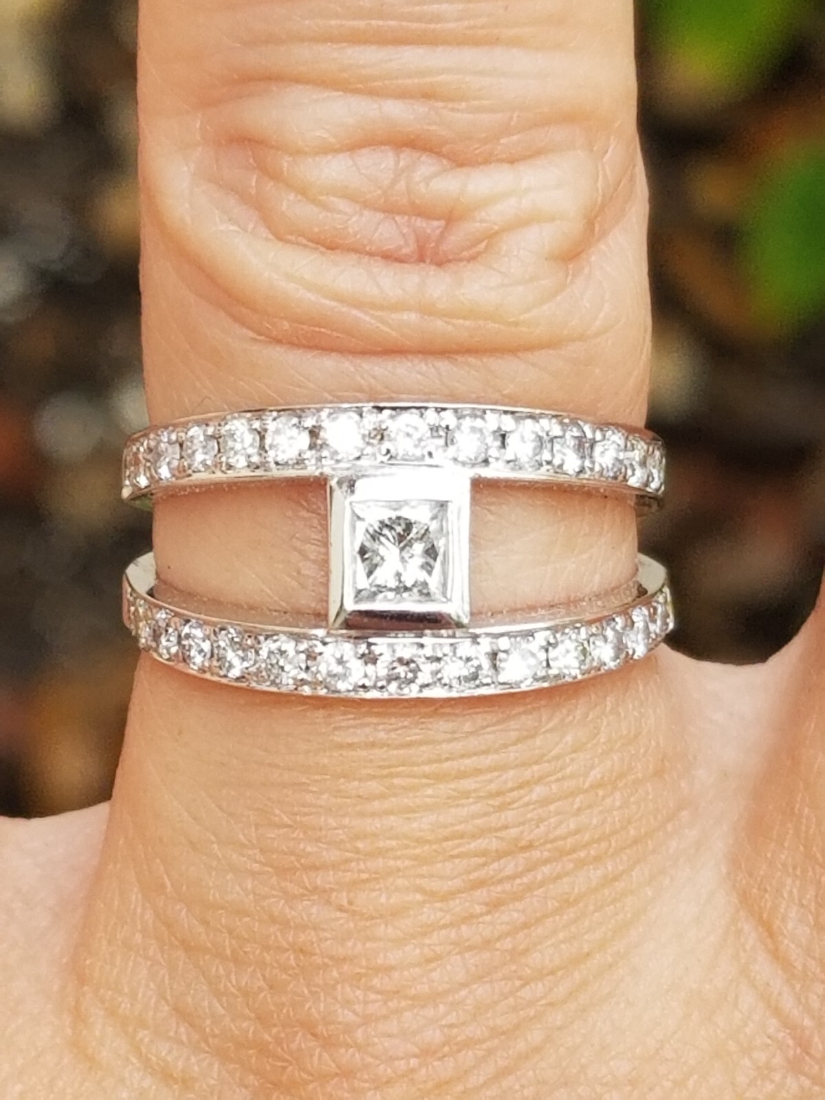 Modern Open Frame Princess Solitaire Diamond 14k … - image 7