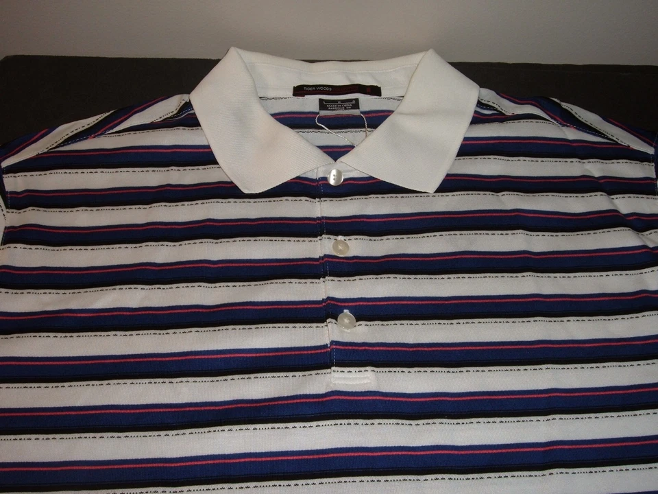 NUEVO CON ETIQUETAS De Colección Nike Dri Fit Colección Tiger Woods Camisa de Golf Polo Talla L Rayas Nuevo de Lote Antiguo Foto 3 de 4