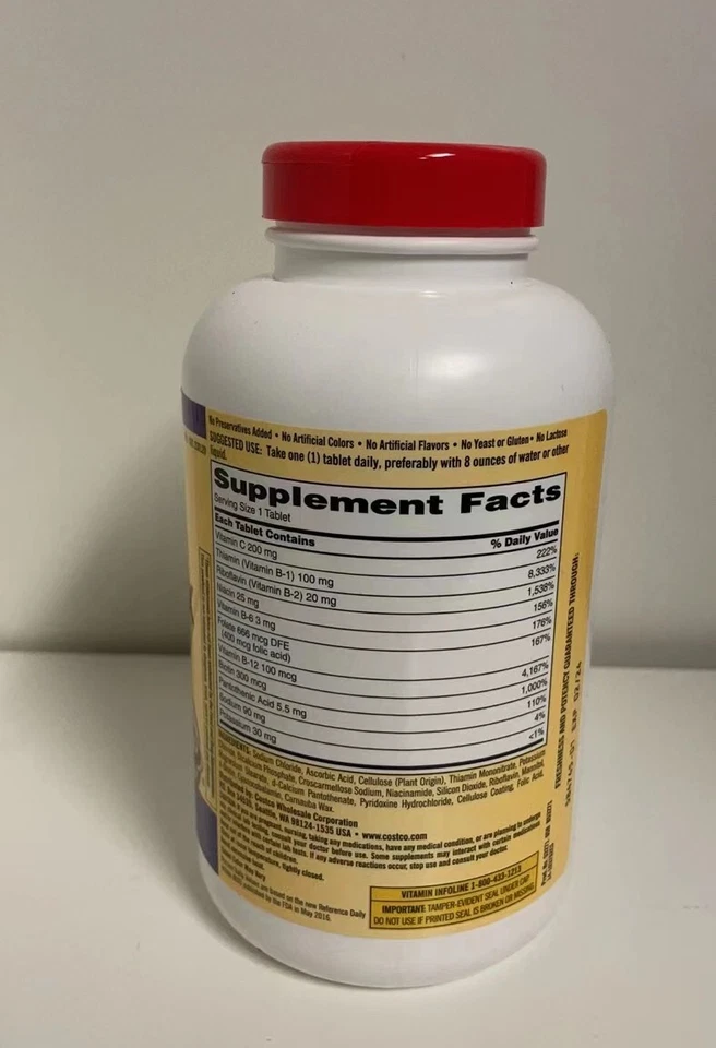Kirkland Signature Super B-Complex con Electrolitos, 500 Comprimidos, 06/2027 Foto 2 de 2