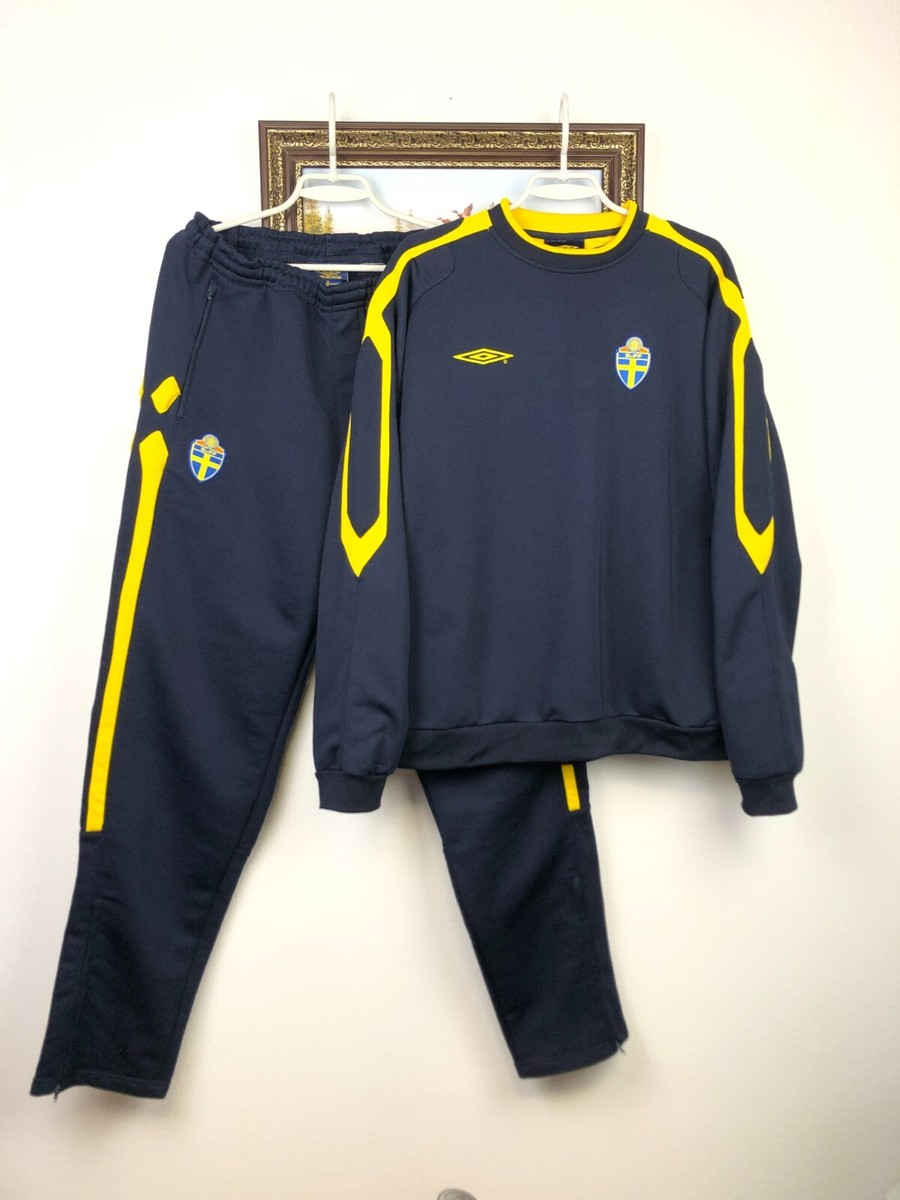 Vintage Umbro Sweden Football Suit Jacket Pants Track Mens Soccer
