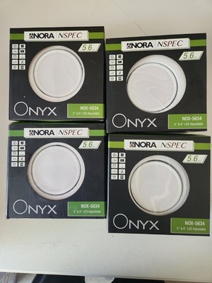 LOT OF 4 Nora Lighting Onyx 5/6'' LED Adjustable Recessed Trim 3000K NOX-5634