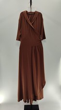 Quince Tencel Jersey Midi Wrap Dress Brown Basic Sleeved XL