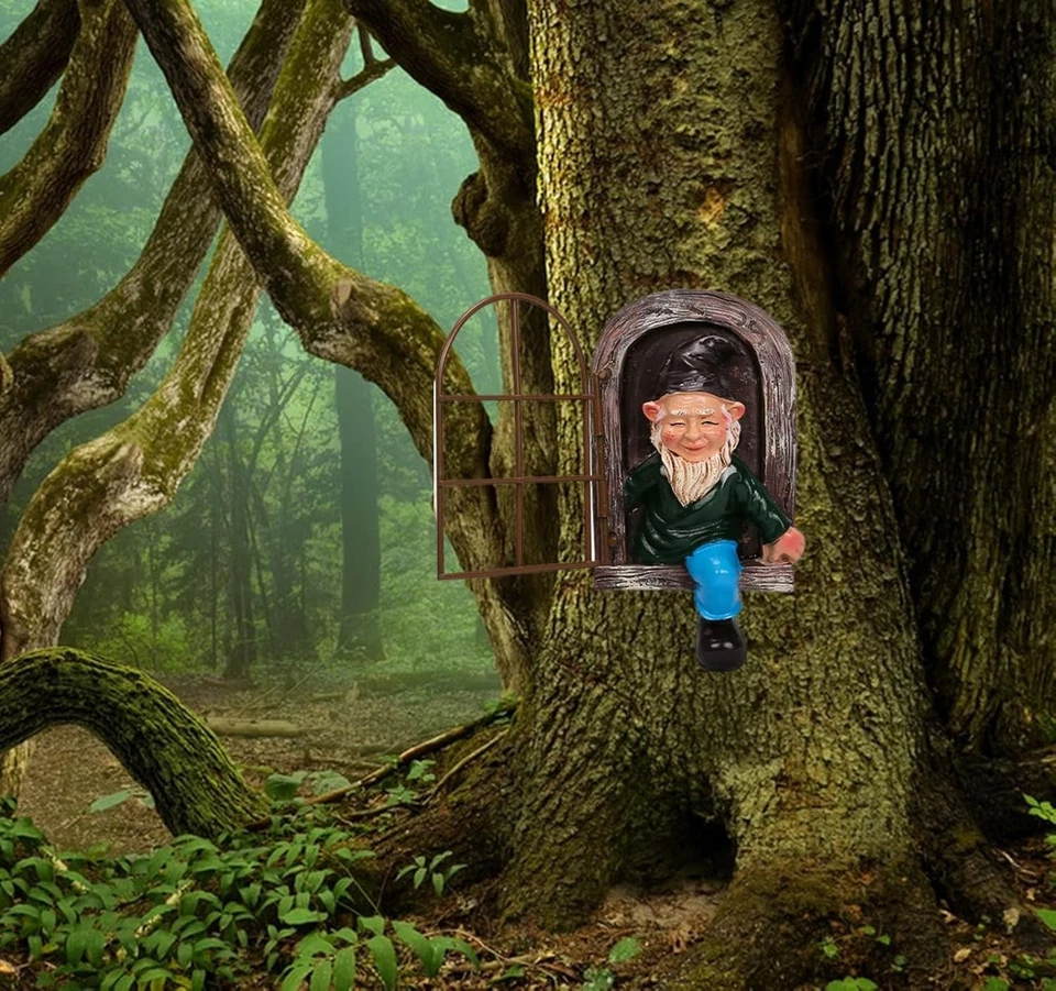 Whimsical Fairy Garden Gnome Statue, Tree Faces Decor Outdoor -5.9 Inch,...  - Image 2 of 4