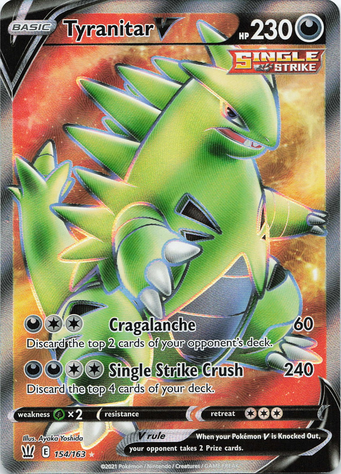 Pokemon Tyranitar V (Full Art) Ultra Rare SWSH Battle Styles #154/163 NM