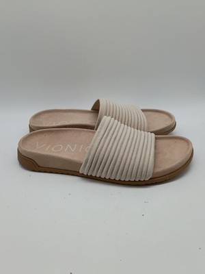 Vionic EVIE KNIT Women's Cream Slide Sandal Size 9.5 EUC Comfort Orthotic 