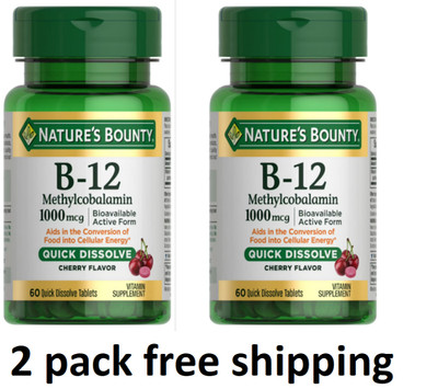 2 Pack Nature's Bounty B12 as Methylcobalamin 1000mcg 120 Total