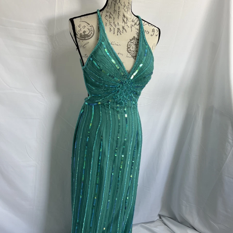 Sean Collection Women's Mermaid Lined Sequin Sea Green Gown Formal Sm - Image 2 of 4
