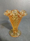 Vintage 4" Tall 3.5" Diam Fenton Hobnail Vase Amber Glass Excellent Condition!