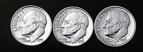 1973 P-D-S 10c Roosevelt Dime  Set BU BU & Proof (R001)