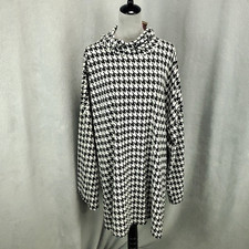 New Womens Dress Size 18 Black White Houndstooth Mock Roll Neck Flare Sleeve NWT