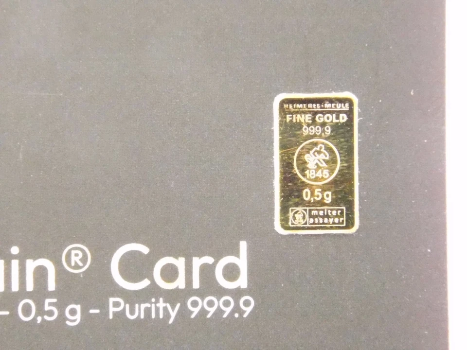 Goldbarren 0,5 Gramm HEIMERLE + MEULE 999,9 1/2 g Gold Secain Card LBMA zertifiz - Bild 4 von 4