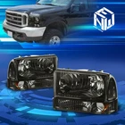 For 99-04 Ford F250-F550 Superduty Smoked Headlights w/Amber Bumper Corner Lamps