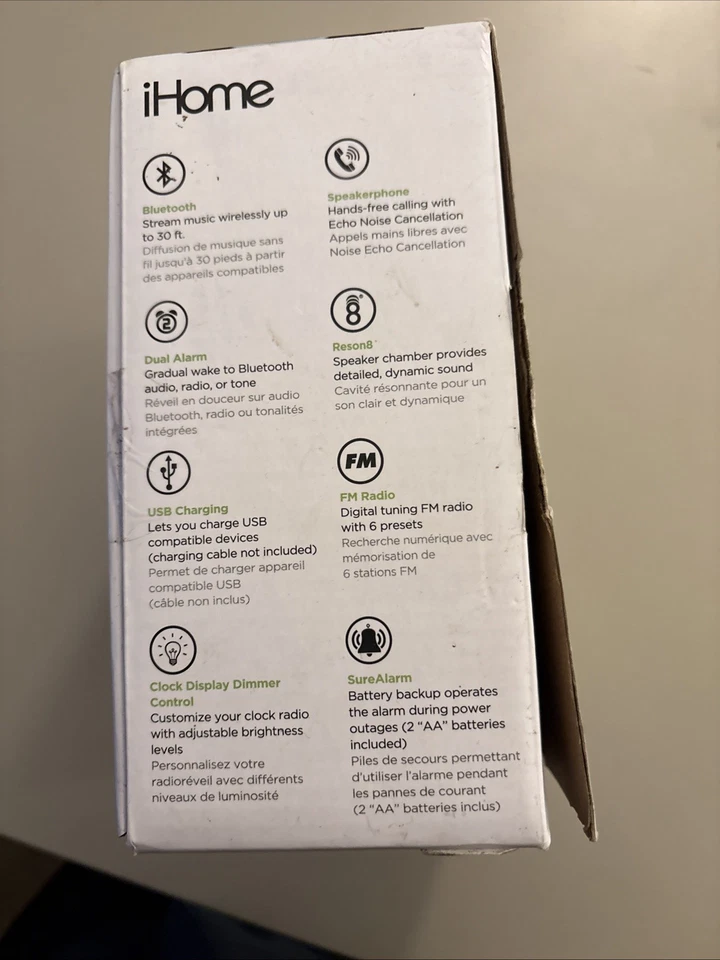 iHome iBT230 Bluetooth Dual Alarm FM Clock Radio USB Charging Wireless Music - Image 2 of 4