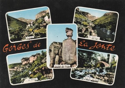 Vintage Gorges de La Jonte Mehransicht Postkarte Frankreich topographische Landschaft