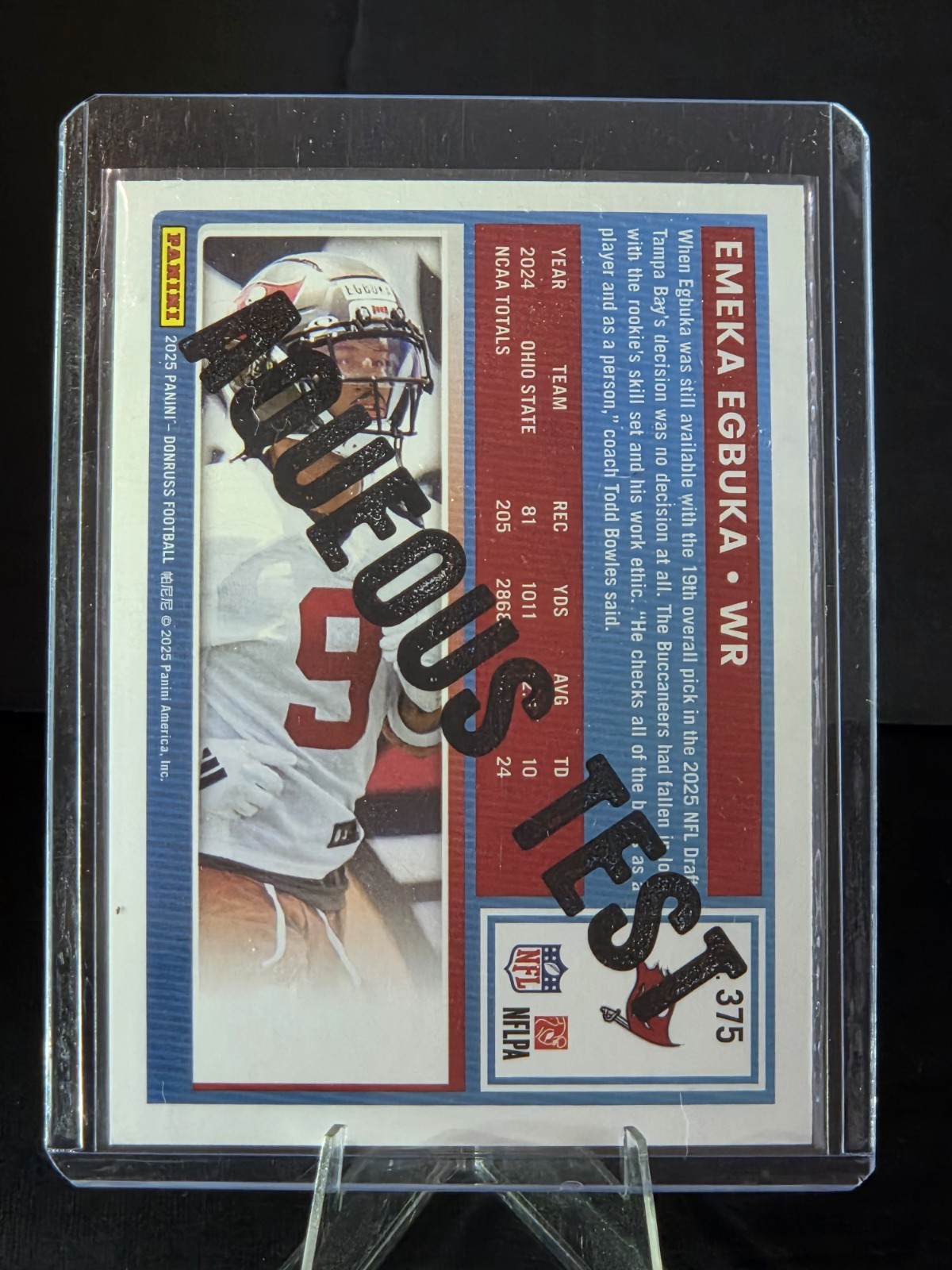 2025 Donruss Emeka Egbuka Rated Rookie Aqueous Test SSP #375 Tampa Bay Buccs