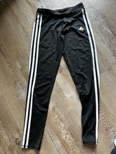 Adidas girls 3 Stripe Black Athletic Tights size Youth Large 14 Aeroready