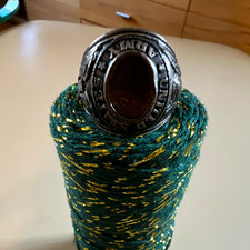 Herren Siegelring silberfarben ovaler brauner Stein mit Gravur Ringgr&ouml;&szlig;e 51
