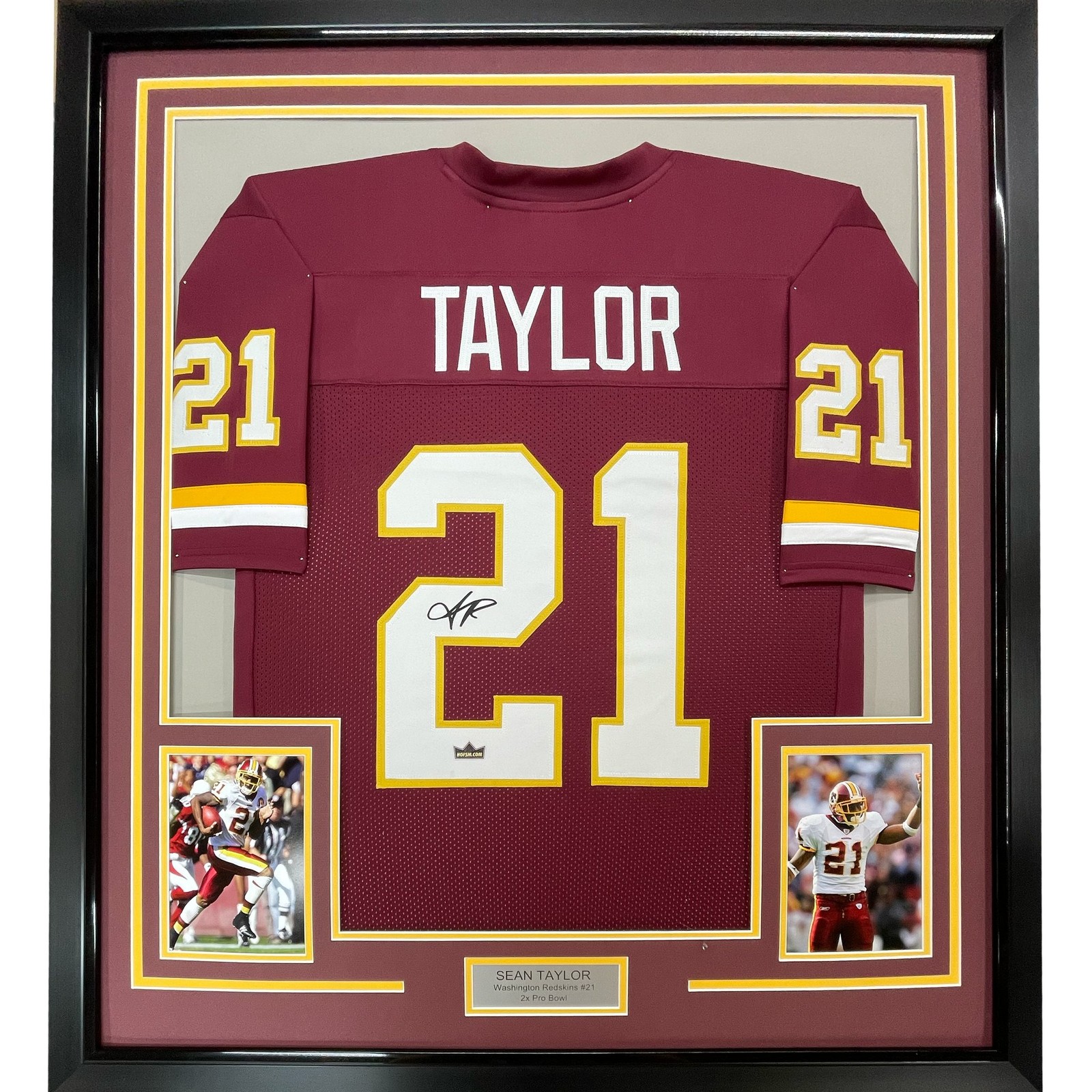 Framed Facsimile Autographed Sean Taylor 35x39 Washington Red Jersey