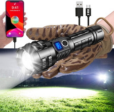 Worlds Brightest Flashlight 200000 Lumens OLED Charging Display Best Rechargeabl