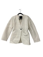 Zara Womens Blazer Jacket S Small White Single Breasted Cotton 3237/303 NWT