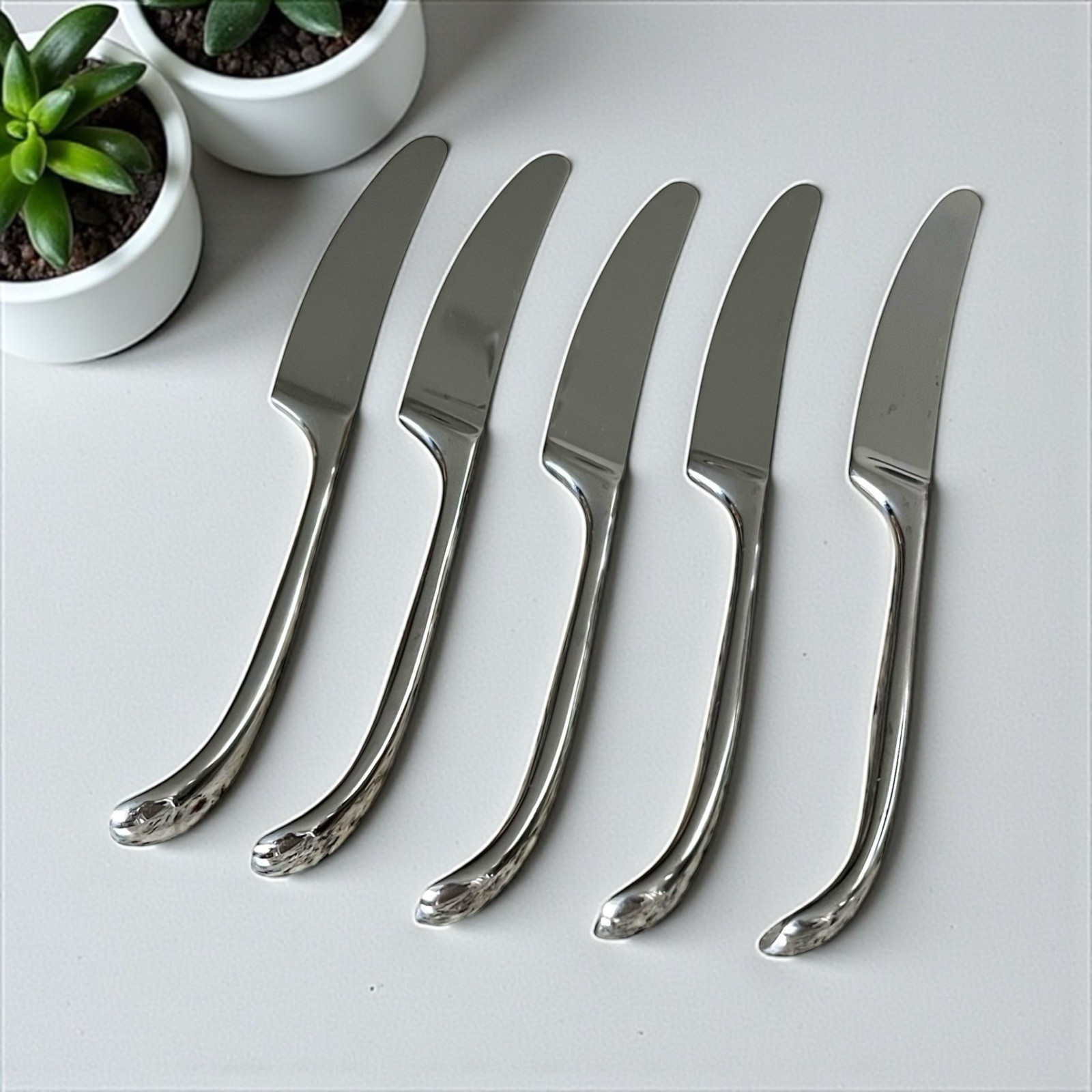 Dansk Torun Curved Handle Dinner Knives 18/10 Stainless Steel Set of 5