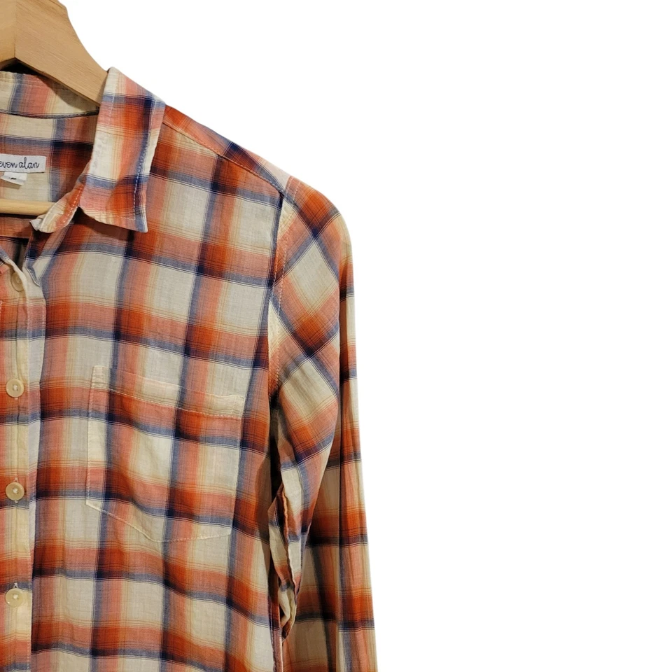 Camisa Steven Alan Para Mujer P Otoño Cuadros Manga Larga Abotonada Algodón Lana Foto 2 de 4