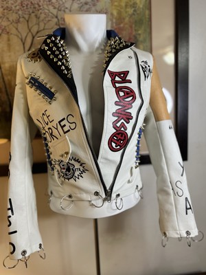 Fashion SX Women's Punk Embroidered short Faux Leather Jacket Moto Coat