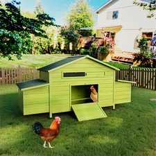 11.12ft² Wooden Chicken Coop Large Outdoor Hen House Poultry Cage W/ Nesting Box